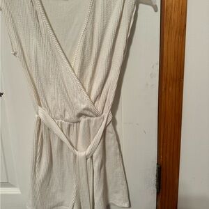 White Sleeveless Wrap Dress